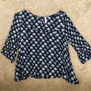 Navy patterned blouse